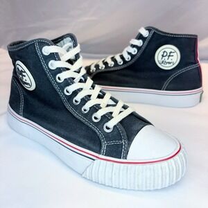 PF Flyers Center Hi Navy White Canvas High Top Sneakers Mens 6 Womens 7.5 Shoes